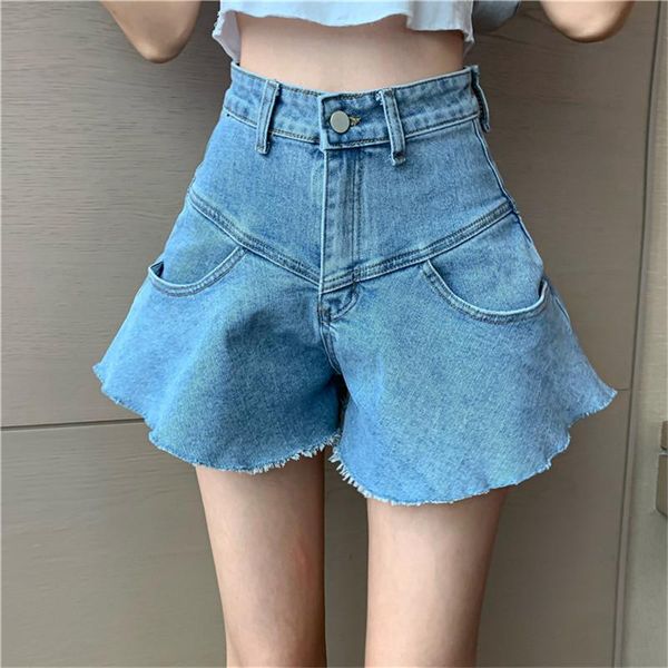 

women's shorts korean design ins loose denim wide-leg trousers umbrella short jeans women femme, White;black