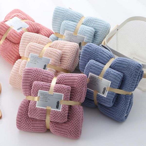 

towel coral fleece practical bath set soft comfortable plain household items 35*75cm 70*140cm