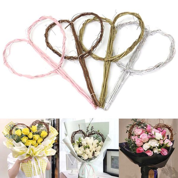 

heart shape natural willow branches wreath for home hanging wall decor flower packaging rattan material wedding decoration decorative flower