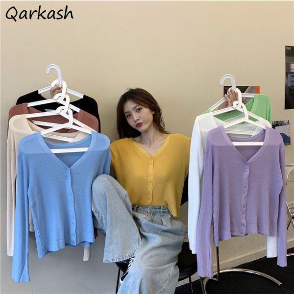 

women's knits & tees women cardigans knitting thin summer sun proof chic solid loose colorful korean style all-match outwear fashion lo, White