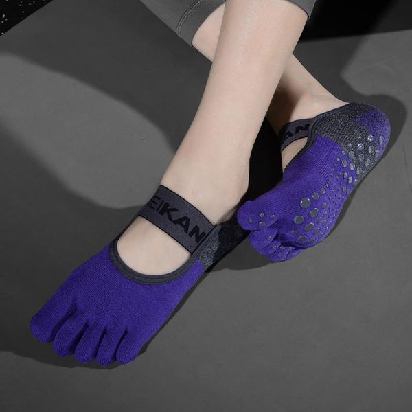 

sports socks yoga non-slip pilates women's five finger fitness floor professional trampoline dance meias esportivas, Black