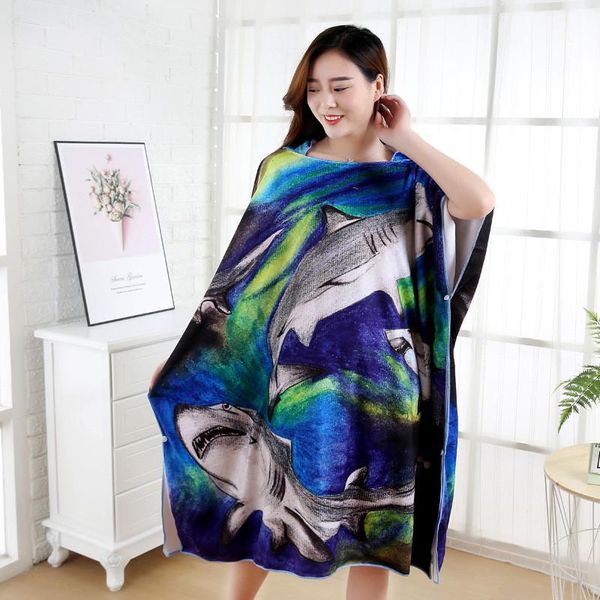 

towel sports breathable hooded bathrobe microfiber towels beach changing robe bath outdoor dolphin whale print