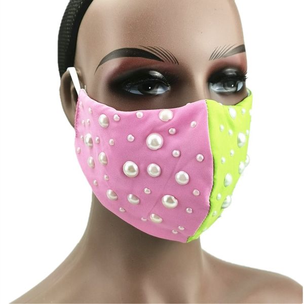 

new creative adjustable washable color matching pluggable filter pearl mask women's fashion