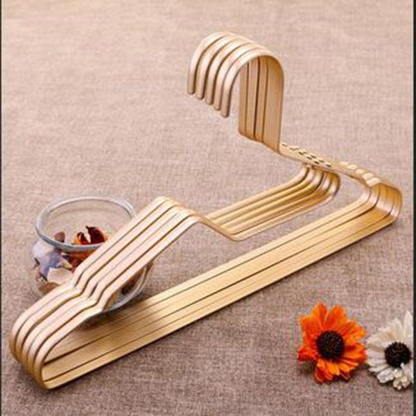 

pcs/lot 41.5cm aluminum metal suit hangers non-slip wire coat hanger clothes hanging leaving no mark & racks