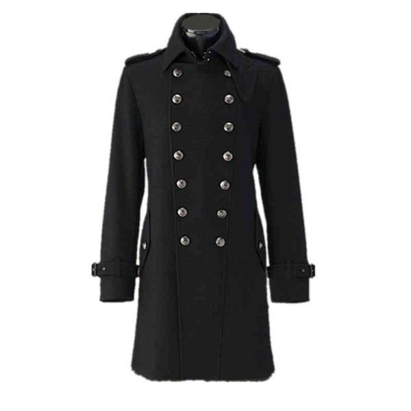 

ger military men's wool coat, official double button, pure black, winter