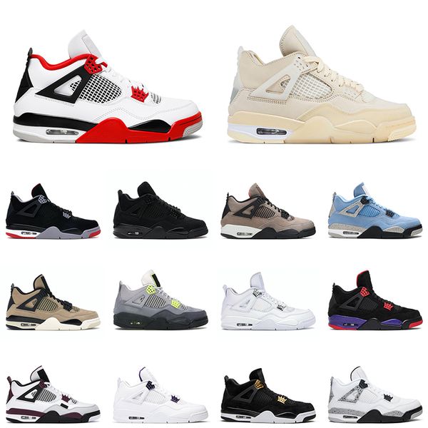 

4 og fire red basketball shoes men women 4s sail black cat cool grey white oreo mens trainer sports sneakers, White;red