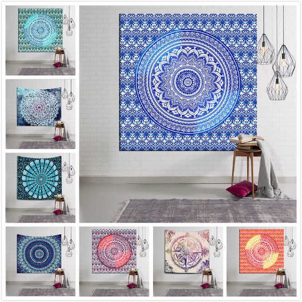 

150*130cm mandala tapestry hippie throw yoga mat bohemian blankets indian elephant polyester beach shawl bath towel