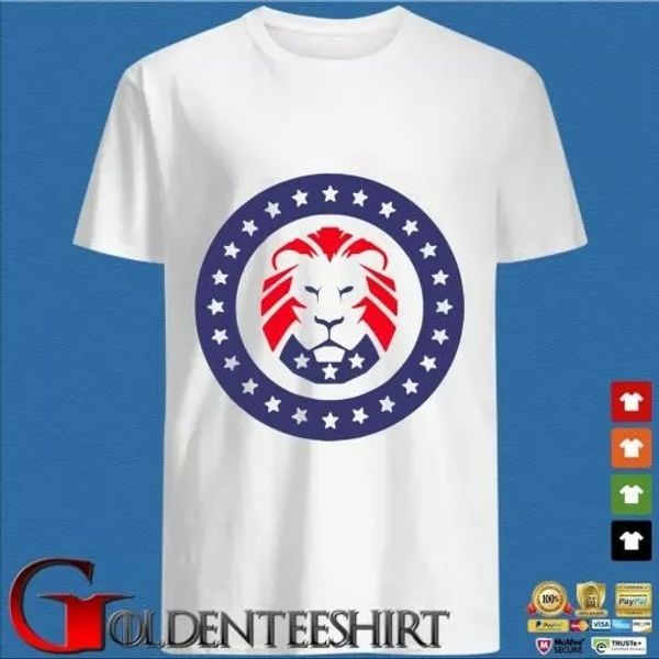 

Trump 2020 MAGA Lion Flag American T-Shirt, White;black