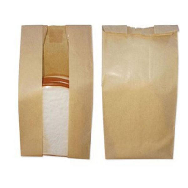 

50pcs kraft paper bread clear avoid oil packing toast window bag baking takeaway package cake party disposable take out containers