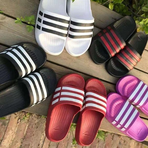 

slippers summer ladies bathroom home couple sandals women plus size classic striped men's non-slip sports female slides, Black