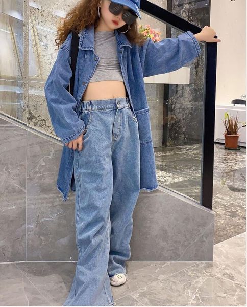 

jeans 2021 wholesale girls denim wide pants fashion autumn jean 3-8t b864, Blue