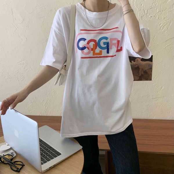 

polos ytx318 american design sense niche loose super fire mid-length female t-shirt, White