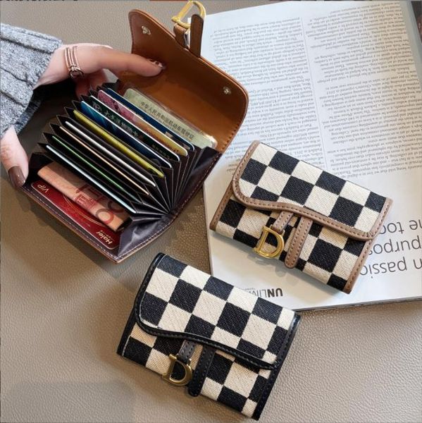 

organ card bag women's small exquisite multi card position capacity anti magnetic card bags, Brown;gray