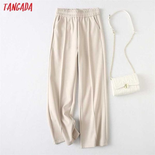 

tangada winter fashion women thick warm wide leg pants trousers pockets office lady elegant pants pantalon yu144 211112, Black;white