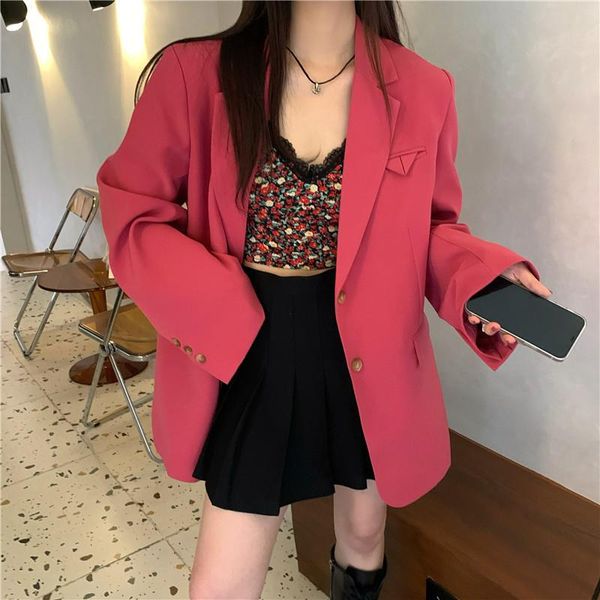 

women's suits & blazers 2021 fashion chic women single-breasted purple suit jackets spring loose female blazer casual full sleeve outwe, White;black