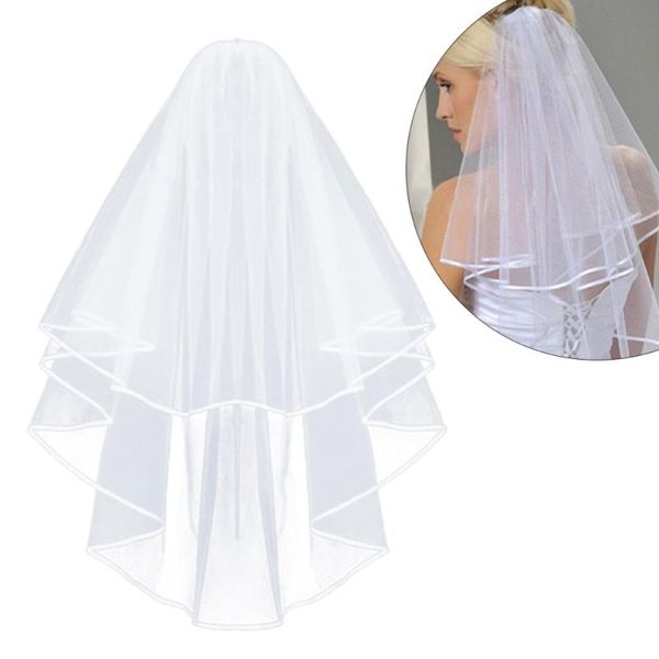 

bridal veils lamya simple and elegent wedding veil tulle with comb lace ribbon edge white beige, Black