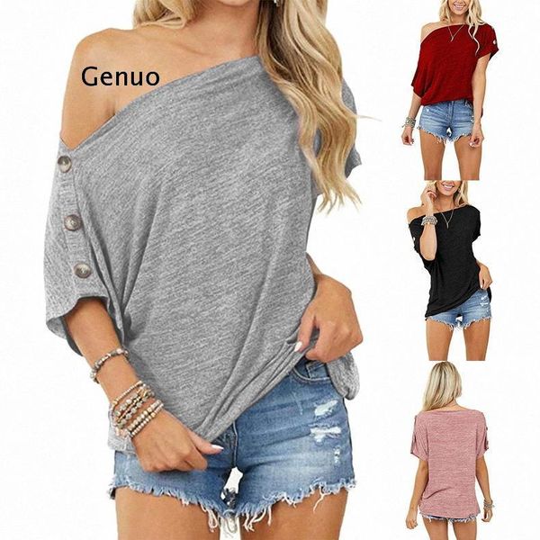 

women's blouses & shirts fashion womens solid color off the shoulder button short sleeve plus size s-3xl, White