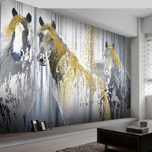 

wallpapers custom 3d po wallpaper wall art abstract golden horse bedroom study living room background paper mural papel de parede
