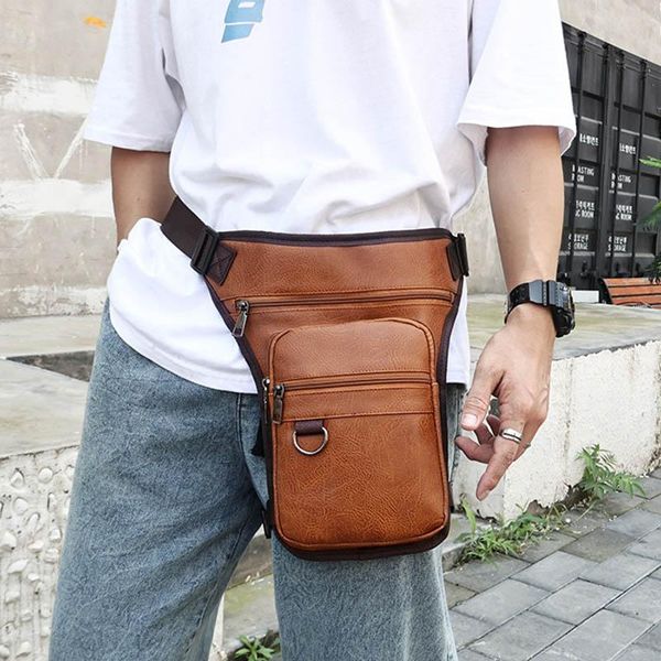 

waist bags men waterproof pu drop leg thigh hip bum belt bag fanny pack outdoor travel riding motorcycle crossbody shoulder