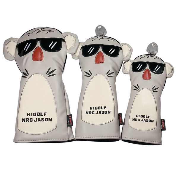 

3pcs pu koala embroidery golf club headcover for driver fairway wood hybrid cover