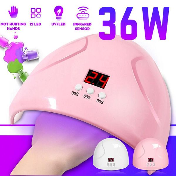 

nail dryers 36w uv led lamp 12 leds for manicure gel dryer drying polish 30/60/90 timing infrared sensor tools