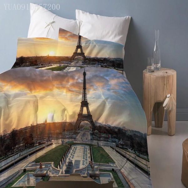 

bedding sets paris tower duvet cover set 3d city landscape modern bedclothes 2/3 piece home textiles au us uk  double