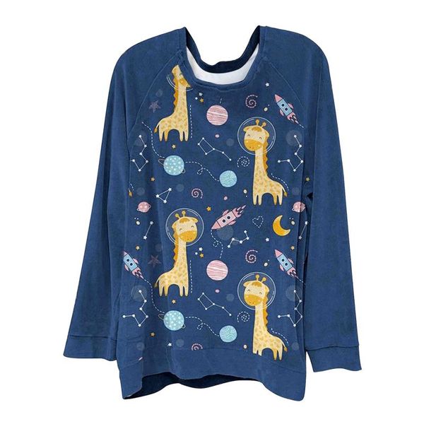 

women's hoodies & sweatshirts oversized women harajuku giraffe print round neck animal pattern long sleeve sudaderas moletom feminino, Black