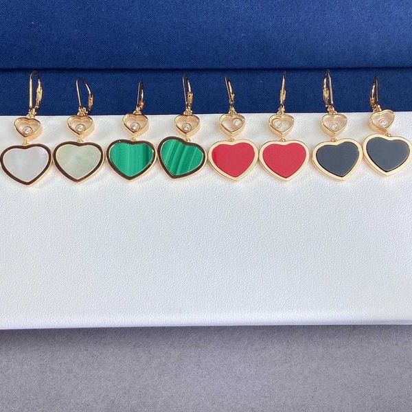 

brand pure 925 sterling silver earrings happy earrings naturol gemstone heart earrings lady party jewelry rose gold colorful, Golden