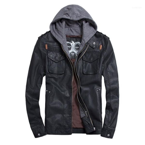 

men's leather & faux wholesale- thooo brand mens pu jackets hoodie jacket for good quality business outwwaer drop ship1, Black