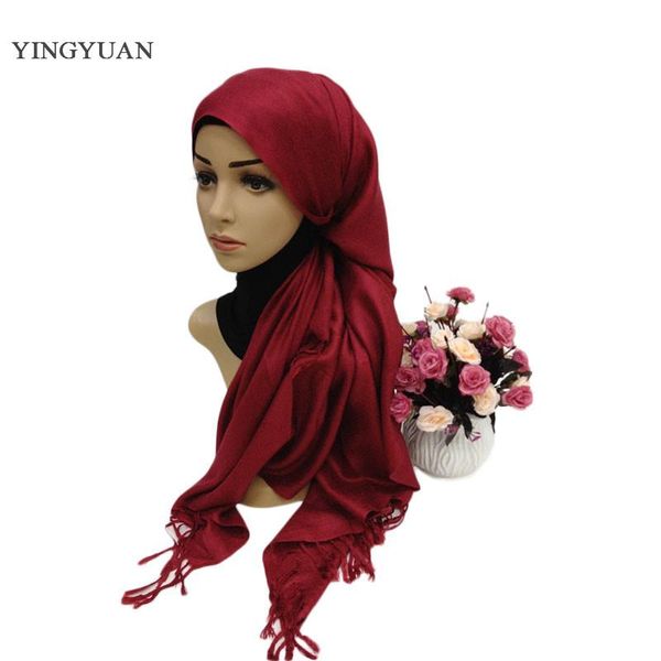

scarves cj001 solid color muslim scarf hijabs tassel fashion of womens, Blue;gray