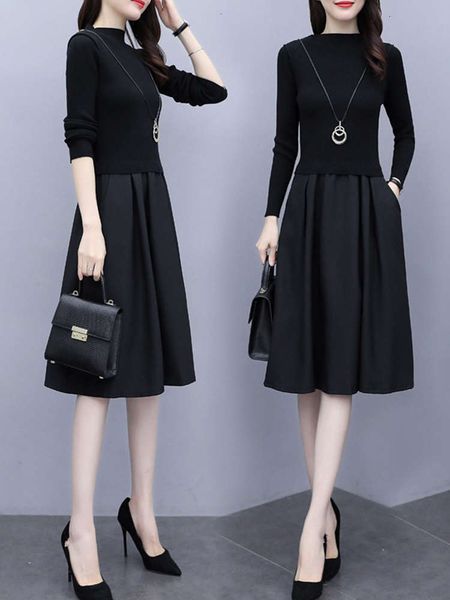 

casual dresses dress autumn long sleeve mother's for high end female celebrities 6zfj, Black;gray