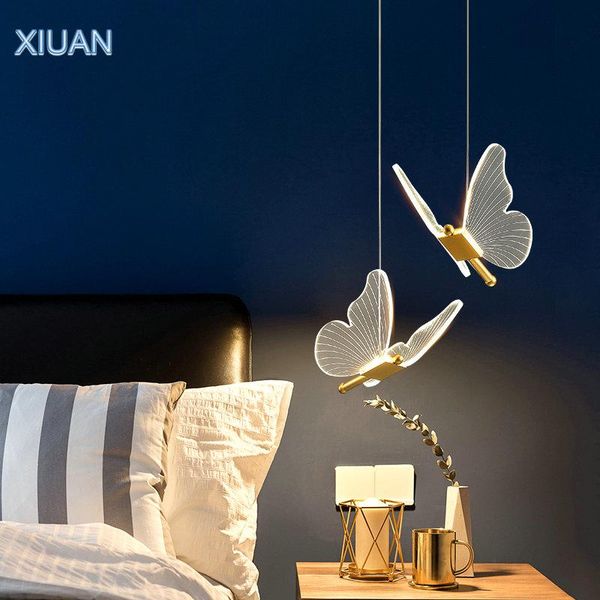 

pendant lamps creative butterfly lamp for bedroom bedside lighting bar living room long cable suspension hanging lights indoor deocr