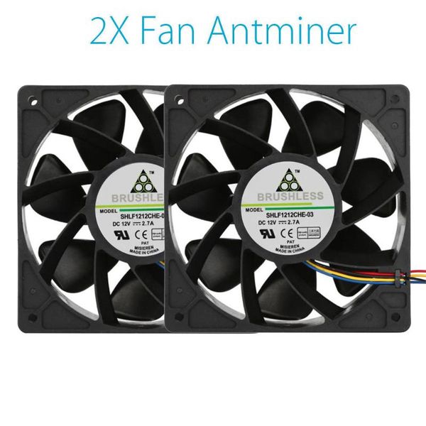 

lapcooling pads 2pcs 6000rpm fan replacement 4-pin connector cooler 120*120*3.8mm silent case for antminer bitmain s7 s9