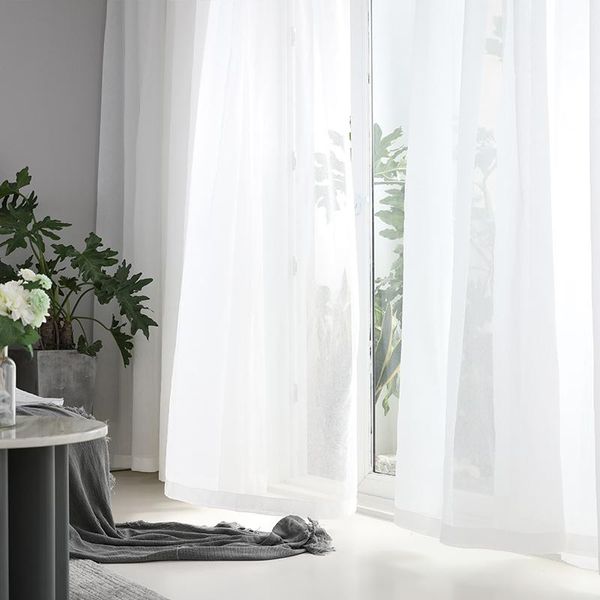 

curtain & drapes white tulle curtains for living room decoration modern chiffon solid sheer voile kitchen
