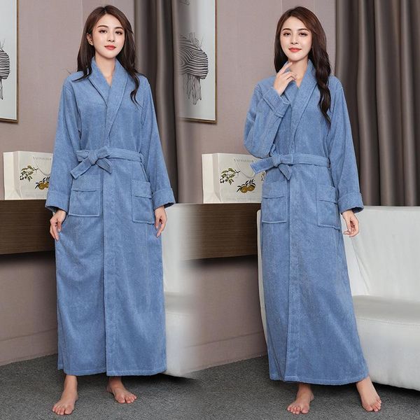 

women's sleepwear blue kimono gown towel nightwear winter robe home clothing cotton bathrobe with pocket warm homewear nightgown, Black;red