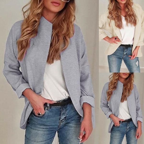 

women's jackets 2021 fashion long slim type women autumn and winter casual solid color sleeve jacket z725, Black;brown