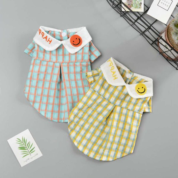 

pet summer plaid shirt dog teddy bomei thin cat pet clothing