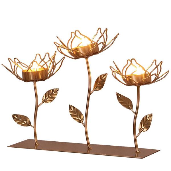 

candle holders metal craft tablecandlelight dinner holder table centerpiece lotus shape lightweight christmas decoration iron art