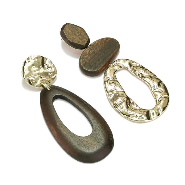 

dangle & chandelier manilai vintage irregularly brown big wooden drop earrings metal geometric statement wood fashion jewelry gifts, Silver