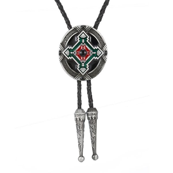 

neck ties kdg western cowboy zinc alloy point oil cross pendant necklace genuine leather cord, Blue;purple