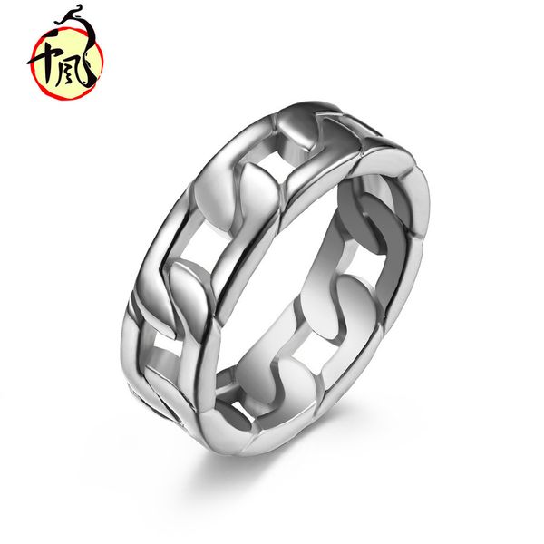 

chaonan titanium steel made cuban chain ring vtci, Golden;silver