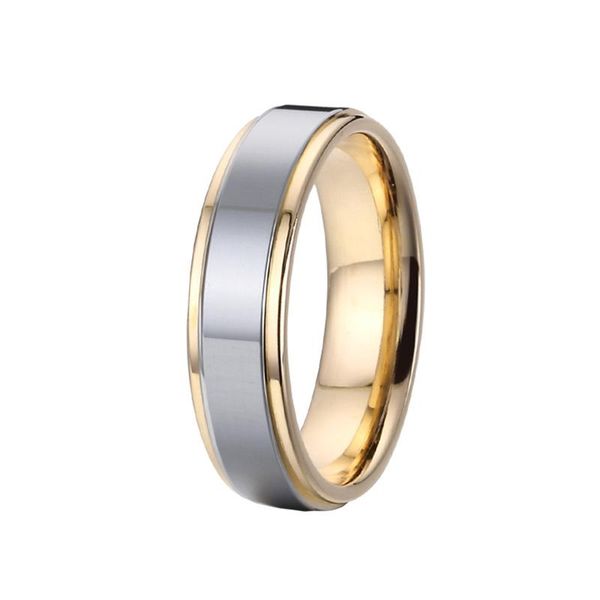 

wedding rings 6mm 100% tungsten carbide bands ring jewelry gold bicolor marriage couple for men and women, Slivery;golden