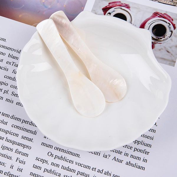 

spoons 2pcs natural conch shell spoon condiment coffee caviar cosmetic cream