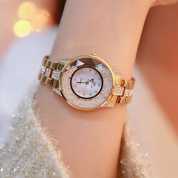 

wristwatches 2021 luxury women watches crystal lady dress watch stainless steel rhinestone bracelet diamond relogio feminino, Slivery;brown