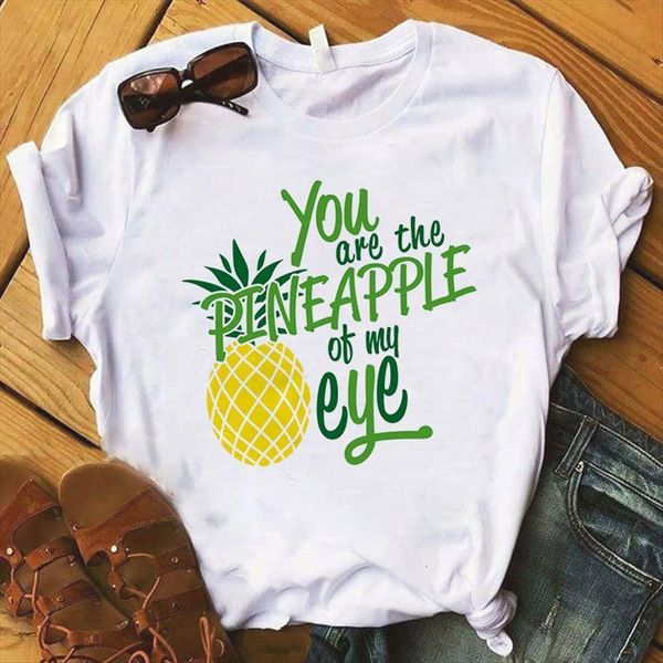

pineapple fruit clothing printed fashion womens graphic kawaii camisas, White