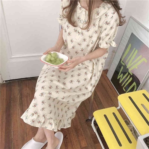 

sleepwear short sleeve sleepwear floral vintage printed women o-neck chic comfortable cotton fashion pajamas, Black;red