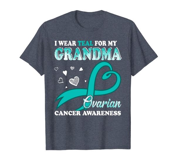 

i wear teal for my grandma ovarian cancer awareness t-shirt, White;black