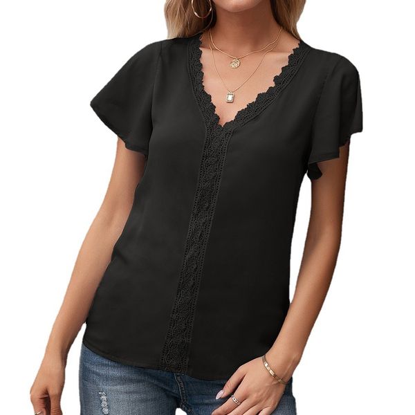 

2021 summer new women's v-neck leisure loose hollow women, White