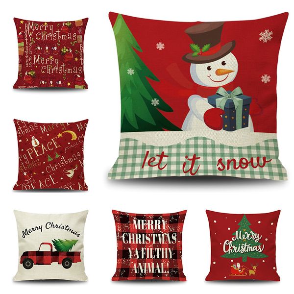 Federa per cuscino pupazzo di neve Federa per cuscino in misto cotone Liene da 18 pollici Federa per divano da bar in stile natalizio