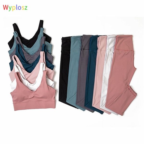 

yoga set high wist leggings sports clothing tight pants women's suit bras gym workout clothes fitness 210802, Gray